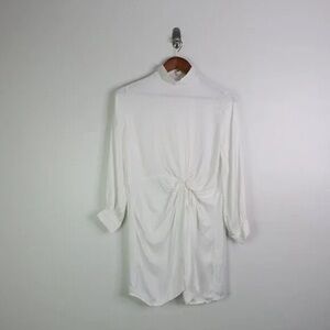 Twist Front Mock Neck Long Sleeve‎ Blouse Ivory XS
